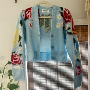 Pinkyotto New York Light Blue Floral Cropped Cardigan Size XS/S